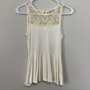 Kirra Cream peplum top with lace XSmall